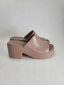 Crocs Brooklyn High Platform Heel Slide Sandals Latte Tan Taupe Women's Size 8 - Picture 1 of 7