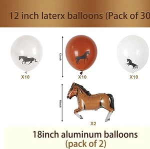 Pack of Horse Happy Birthday Balloons Mylar Latex Pom Pom Decorations - Picture 1 of 3