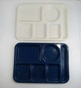 2 School Cafeteria Lunch Trays SiLite 614 Melamine Divided Picnic Navy Blue - Picture 1 of 9