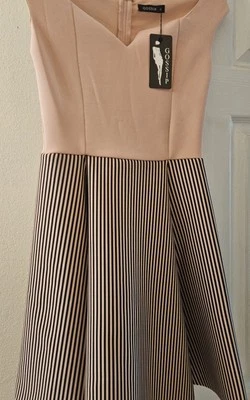 Nuevo con etiquetas Vestido Balletcore Vintage Años 50 Skate Negro Rosa Giro Rayas Acampanado Falda S Foto 1 de 4