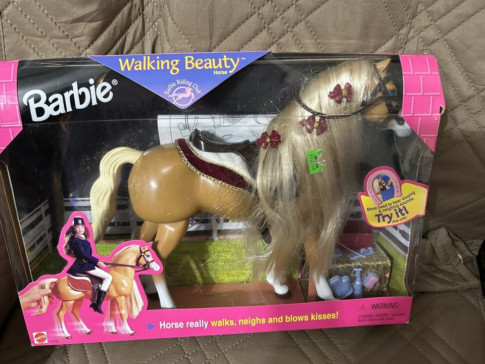 Barbie Walking Beauty Horse Really Walks KB Toys Barbie Riding 1998 de colección Foto 1 de 4