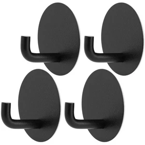 4pcs Adhesive Hooks,Black Round Self Adhesive Wall Hooks,Towel/Coat Hooks,Sti... - Picture 1 of 9