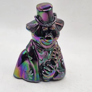 Fenton Clown Figurine Carnival Glass Amethyst And Blue Signed Vintage - Picture 1 of 9