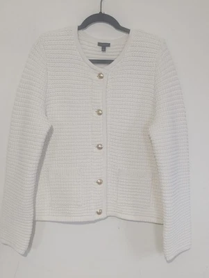 Talbots 女式女士夹克开衫 L 码象牙色经典永恒精致 — 第 1/4 张图片