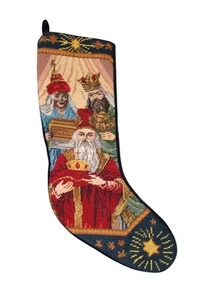 Nadelspitzenstrumpf Samt Krippe Weise Männer Weihnachtsstrumpf - Bild 1 von 3