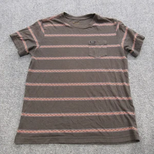 RVCA Shirt Boys Large Brown Orange Stripe Pocket Tee Short Sleeve Skate Surf - Picture 1 of 11