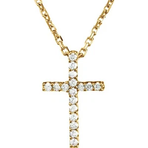 .085 cttw Diamond Cross Necklace in 14k Yellow Gold - Picture 1 of 6
