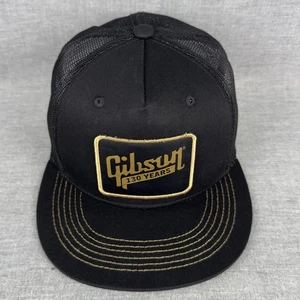 Gibson Guitar Trucker Hat Cap Adult Black Adjustable Mesh 130 Years Patch - Picture 1 of 9