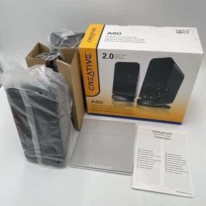 Creative A60 2.0 Desktop Stereo Speaker System Pair Black 2W RMS Each NEW - Picture 1 of 15