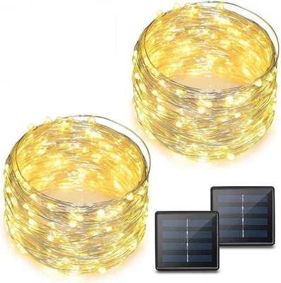 200 LED Solar String Lights Fairy Outdoor Garden Christmas Tree Warm White 2Pk - Image 1 of 4
