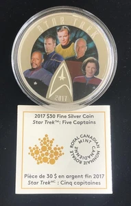 2017 CANADA $30 STAR TREK 5 CAPTAINS 0.9999 SILVER COIN ~ COA + ORIG. PACKAGING - Picture 1 of 10