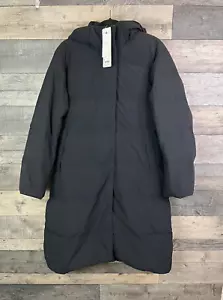 Uniqlo Womens Down Puffer Coat Size Medium Black Midi Winter Warm - Picture 1 of 13