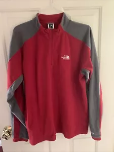 The North Face Pile Uomo Medium 1/4 Zip Rosso/Grigio TKA100 - Foto 1 di 5