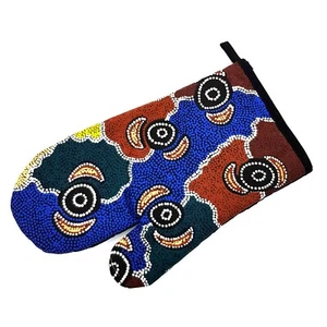 Oven Mitt Indigenous Aboriginal Art Riverside Dreaming Australian Souvenir - Picture 1 of 3