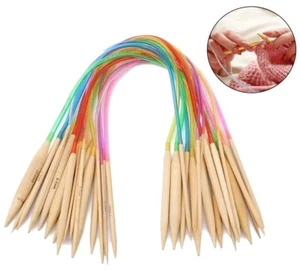 18PCS Tube Carbonized Circular Bamboo Knitting Needles Yarn Tools 80CM - Picture 1 of 6