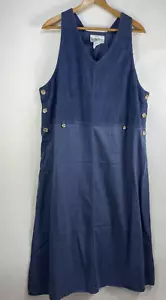 Vintage Blue Corduroy Jumper Dress 14P Piccalino Petites USA Made - Picture 1 of 11
