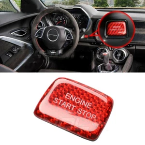 1Pcs For Chevrolet C7 16-19 Carbon Fiber Engine Start Stop Push Button Red Cover - Picture 1 of 12
