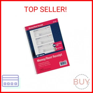 Adams Money and Rent Receipt Book, 2-Part Carbonless, 7-5/8" x 11", Spiral Bound - Picture 1 of 2