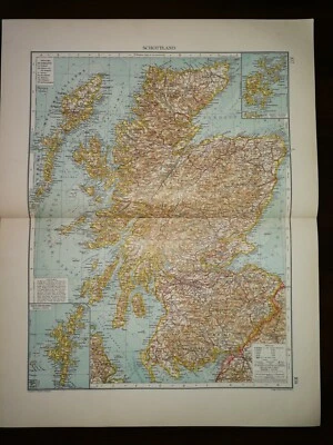 DOUBLE-PAGE MAP- SCOTLAND ,PAGE 107-108 , ANDREE GREAT WORLD ATLAS- 1914 - Image 1 of 2
