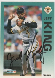 Tarjeta Fleer firmada por Jeff King 1992 autógrafo de los Piratas de Pittsburgh - Imagen 1 de 1
