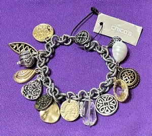 Pulsera Chicos Charm Nuevo con Etiquetas Cierre Magnético Tono Plateado Tono Dorado Monedas Medallas - Imagen 1 de 6