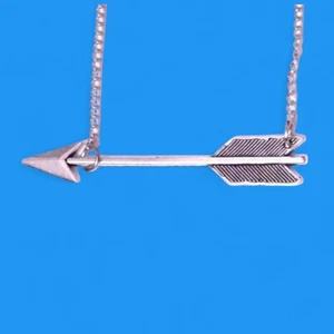 SILVER ARROW NECKLACE hunting weapon amazon warrior archery sport Cupid boho B3 - Picture 1 of 5