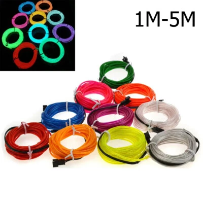 1m-5m El Wire String Light Mini Led Neon Glowing Waterproof Luminous Strip Diy - Image 1 of 4