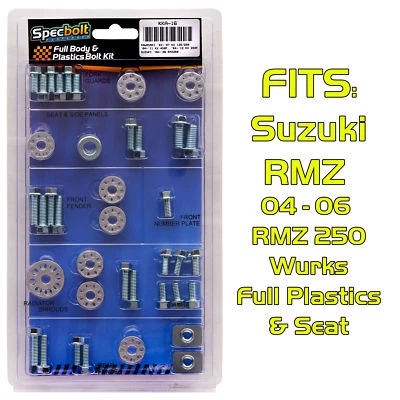 Kit de parafusos de plástico corpo inteiro WURKS SUZUKI RMZ 250 04-06 RMZ250 #KKA-16 SPECBOLT - Imagem 1 de 4