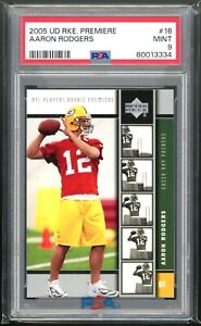 2005 Upper Deck Rookie Premiere Football Aaron Rodgers Rookie Card No. 16 PSA 9