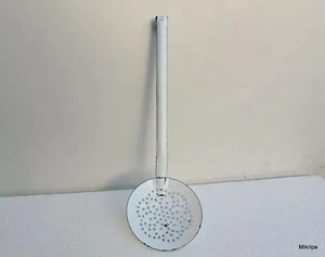 antike Emaille Schaumkelle-Siebkelle-Farbe weiß 37 cm lang - Bild 1 von 1