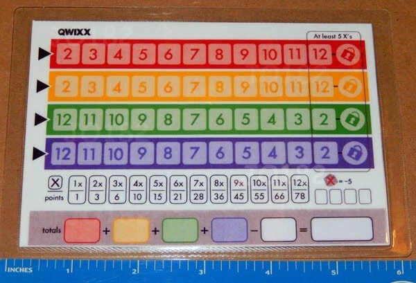 5 Laminated Qwixx Score Sheets,  Dry Erase - Reusable Double Sided - Image 1 of 3