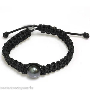 Bracciale Shamballa Macramè Perle di Tahiti 12 mm per Donna o Uomo - Foto 1 di 5