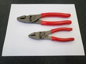 Snap-on Tools USA NEW 2pc RED 8" & 6" Soft Grip Slip Joint Plier Set 47ACF 46ACF - Picture 1 of 10