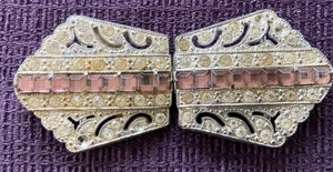 Vintage Art Decò gioiello strass trasparenti e rosa due pezzi attaccati - Foto 1 di 11