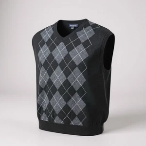 Club Room 100% Kaschmir Pullover Weste Herren XL grau Argyle Diamond Estate - Bild 1 von 4