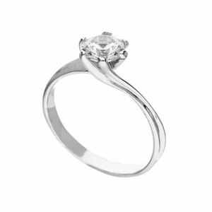White Gold Solitaire Ring 18k Cubic Zirconia - Picture 1 of 1