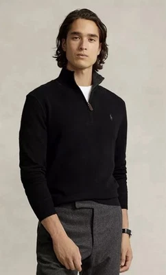 Suéter Polo Ralph Lauren Brezo Negro Cachemira 1/4 Cremallera - ¡LEER DESCRIPCIÓN! Foto 1 de 4