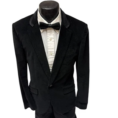 Giorgio Armani A/X Exchange Men Black VELVET Tux Velour PROM Sport Coat Tuxedo S - Image 1 of 4