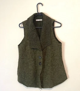Cut Loose Wool Blend Vest SMALL Dark Jungle Green Button Front Asymmetrical - Picture 1 of 5