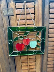 Vintage Äpfel Sonnenfänger Buntglas Fenster hängend Kunst Deko - Bild 1 von 8
