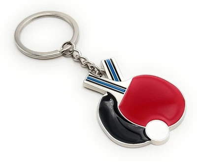 H-CUSTOMS Tischtennis Schläger Paar Schlüsselanhänger Anhänger aus Metall Silber