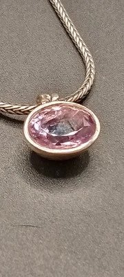 Pandora Sterling Silver Oval  Amethyst Pendant Necklace 18"  - Image 1 of 4