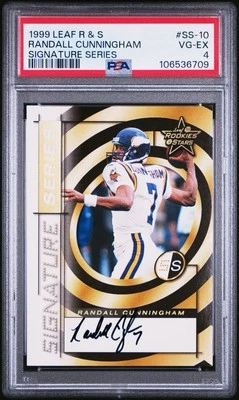 RANDALL CUNNINGHAM AUTO PSA 4 1999 Leaf Rookies & Stars Signed On Card #d /150 - Image 1 of 2
