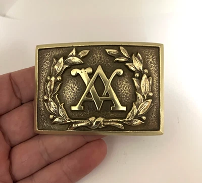 Placa de cinturón Virginia escritura VA. 1861-1865 reproducción latón macizo parte posterior moderna Foto 1 de 4