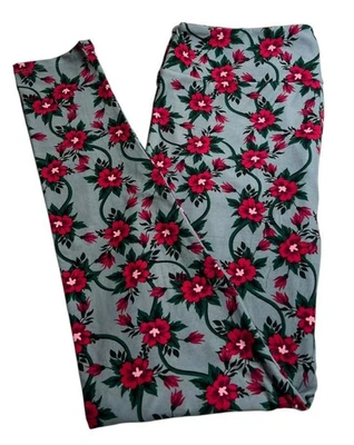 Leggings LuLaRoe TC Alto Curvilíneo Floral AZUL ROSA VERDE Hoja Vid Vintage Salón Foto 1 de 4