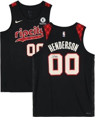 Scoot Henderson Trail Blazers Signed Nike 2023-24 City Edition Swingman Jersey - Image 1 of 4
