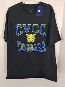 Camiseta Champion CVCC Cougars Negra Calcomanía Azul Y Amarilla Talla XL NUEVA CON ETIQUETAS - Imagen 1 de 8