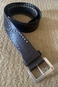 Cintura donna vintage in pelle marrone Ralph Lauren con borchie moda - Foto 1 di 18