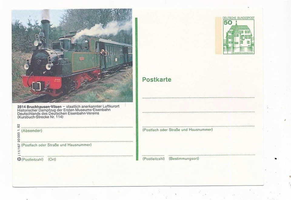 D334246 Alemania Papelería Postal Como Nueva Sin Usar, Locomotora Bruchhausen Vilsen Foto 1 de 1