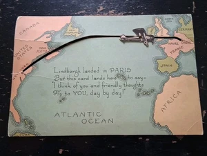 Charles Lindbergh 1927 Flug von New York nach Paris mechanische Karte Neuheit Karte - Bild 1 von 11
